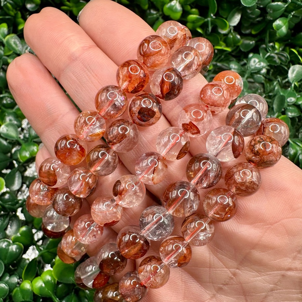 High Quality Natural Fire Quartz 9mm Beaded Bracelet